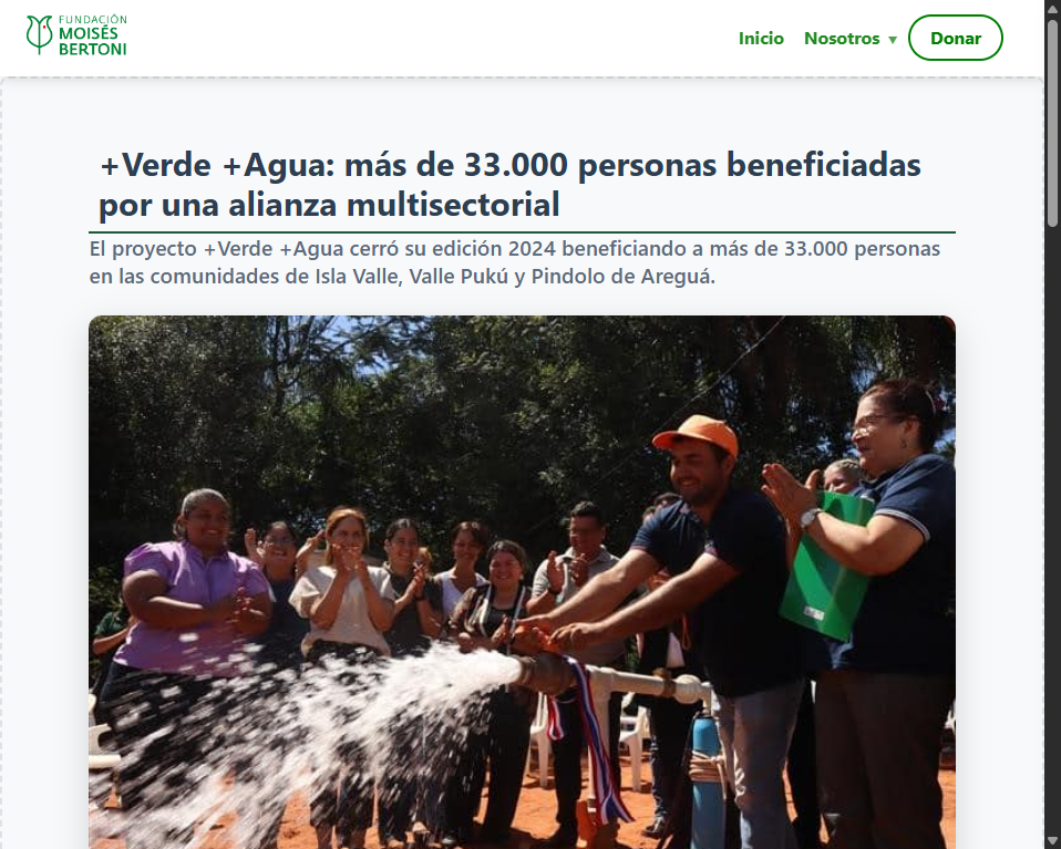 +Verde +Agua: más de 33.000 personas beneficiadas por una alianza multisectorial