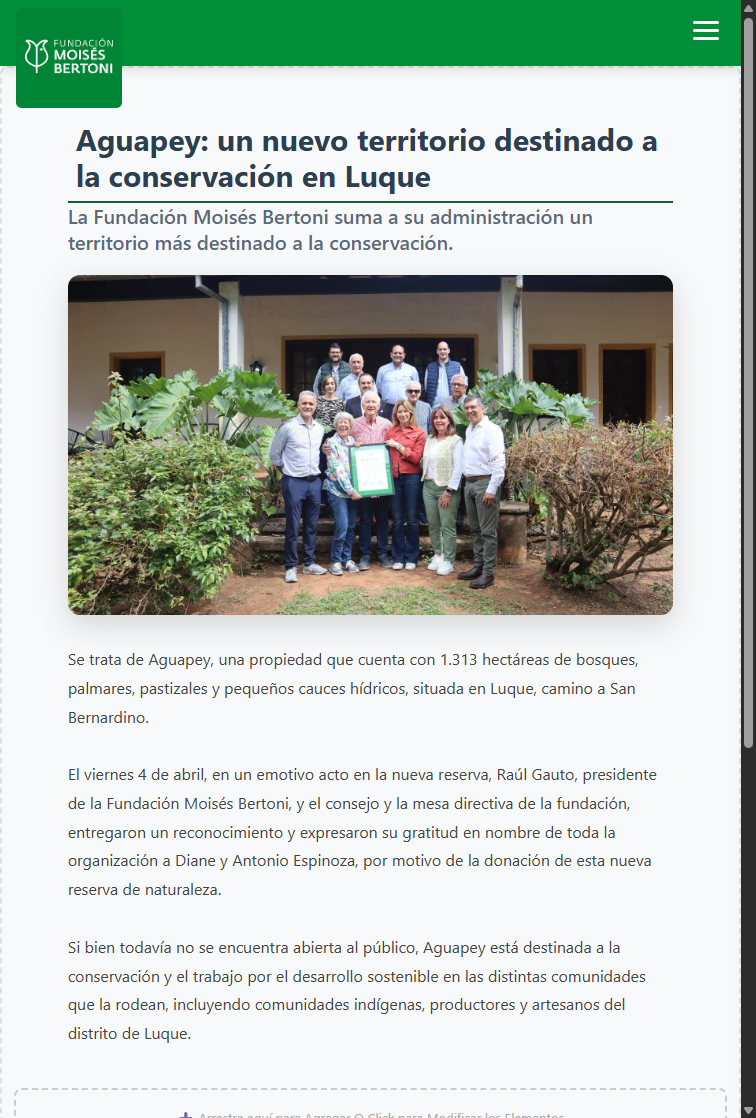 Aguapey: un nuevo territorio destinado a la conservación en Luque